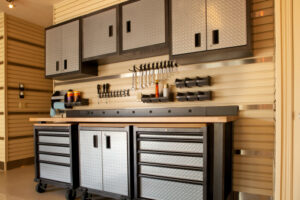 Cabinets and a Workbench in a Garage