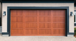 Raised panel fiberglass garage door
